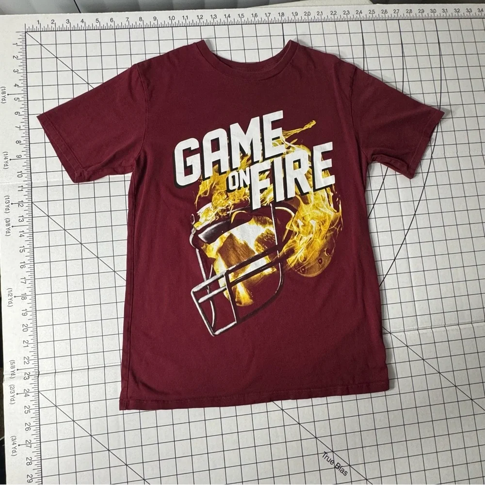 Children Place Red and Yellow Game On Fire T-Shirt Boys XL